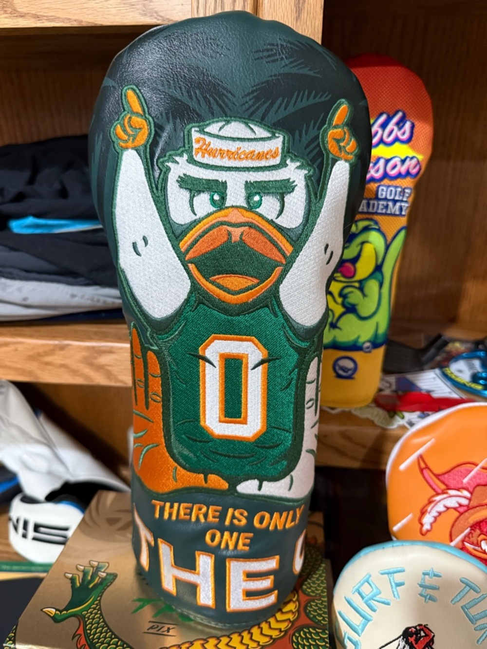 Hurricanes Mascot Driver Headcover in Green & Orange Swag Golf